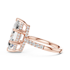 10K White Gold 4.58 CTW Marquise Moissanite Double Hidden Halo Cathedral Engagement Diamond Ring
