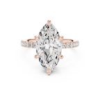 10K White Gold 4.58 CTW Marquise Moissanite Double Hidden Halo Cathedral Engagement Diamond Ring