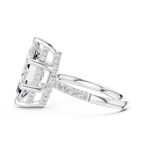 10K White Gold 4.58 CTW Marquise Moissanite Double Hidden Halo Cathedral Engagement Diamond Ring
