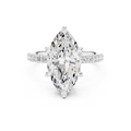 10K White Gold 4.58 CTW Marquise Moissanite Double Hidden Halo Cathedral Engagement Diamond Ring
