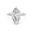 10K White Gold 4.58 CTW Marquise Moissanite Double Hidden Halo Cathedral Engagement Diamond Ring