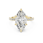 10K White Gold 4.58 CTW Marquise Moissanite Double Hidden Halo Cathedral Engagement Diamond Ring