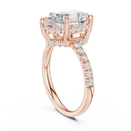 10K White Gold 4.58 CTW Pear Moissanite Double Hidden Halo Cathedral Engagement Diamond Ring