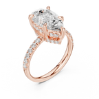 10K White Gold 4.58 CTW Pear Moissanite Double Hidden Halo Cathedral Engagement Diamond Ring