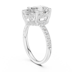10K White Gold 4.58 CTW Pear Moissanite Double Hidden Halo Cathedral Engagement Diamond Ring