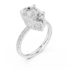 10K White Gold 4.58 CTW Pear Moissanite Double Hidden Halo Cathedral Engagement Diamond Ring