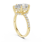 10K White Gold 4.58 CTW Pear Moissanite Double Hidden Halo Cathedral Engagement Diamond Ring