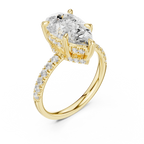 10K White Gold 4.58 CTW Pear Moissanite Double Hidden Halo Cathedral Engagement Diamond Ring