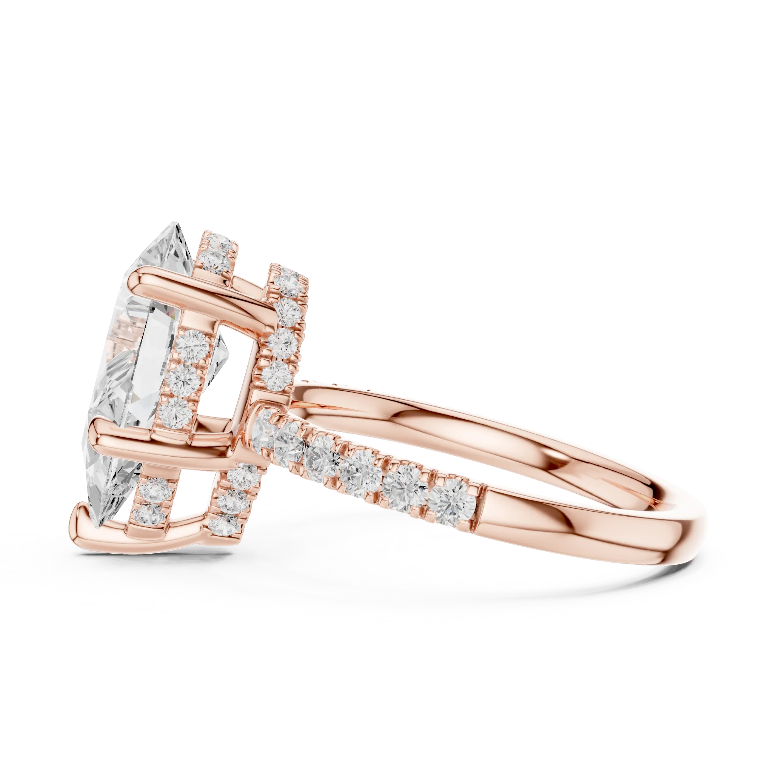 10K White Gold 4.58 CTW Pear Moissanite Double Hidden Halo Cathedral Engagement Diamond Ring