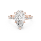 10K White Gold 4.58 CTW Pear Moissanite Double Hidden Halo Cathedral Engagement Diamond Ring