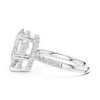10K White Gold 4.58 CTW Pear Moissanite Double Hidden Halo Cathedral Engagement Diamond Ring