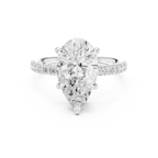 10K White Gold 4.58 CTW Pear Moissanite Double Hidden Halo Cathedral Engagement Diamond Ring