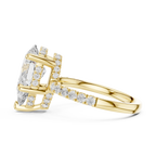 10K White Gold 4.58 CTW Pear Moissanite Double Hidden Halo Cathedral Engagement Diamond Ring