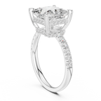 10K White Gold 4.58 CTW Princess Moissanite Double Hidden Halo Cathedral Engagement Diamond Ring