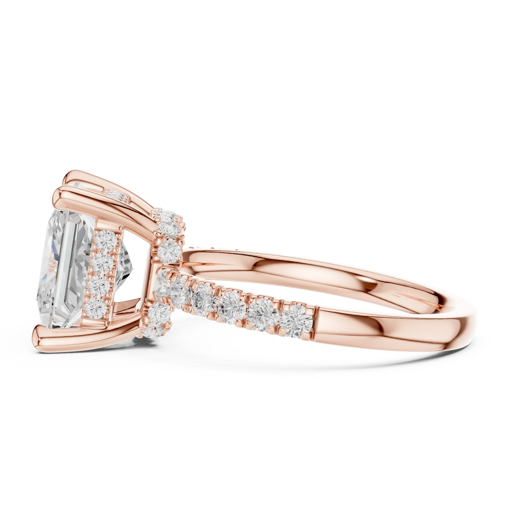 10K White Gold 4.58 CTW Princess Moissanite Double Hidden Halo Cathedral Engagement Diamond Ring