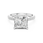10K White Gold 4.58 CTW Princess Moissanite Double Hidden Halo Cathedral Engagement Diamond Ring
