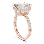 10K White Gold 4.58 CTW Radiant Moissanite Double Hidden Halo Cathedral Engagement Diamond Ring