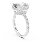 10K White Gold 4.58 CTW Radiant Moissanite Double Hidden Halo Cathedral Engagement Diamond Ring