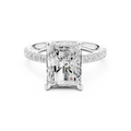 10K White Gold 4.58 CTW Radiant Moissanite Double Hidden Halo Cathedral Engagement Diamond Ring