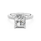 10K White Gold 4.58 CTW Radiant Moissanite Double Hidden Halo Cathedral Engagement Diamond Ring