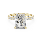 10K White Gold 4.58 CTW Radiant Moissanite Double Hidden Halo Cathedral Engagement Diamond Ring