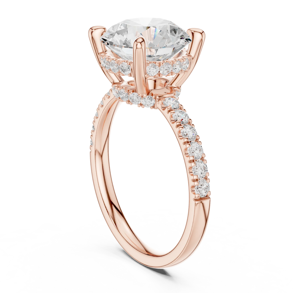 10K White Gold 4.58 CTW Round Moissanite Double Hidden Halo Cathedral Engagement Diamond Ring