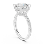 10K White Gold 4.58 CTW Round Moissanite Double Hidden Halo Cathedral Engagement Diamond Ring