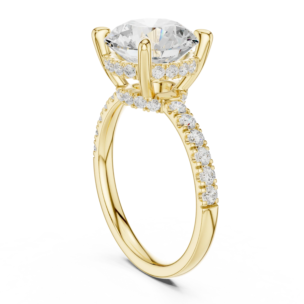 10K White Gold 4.58 CTW Round Moissanite Double Hidden Halo Cathedral Engagement Diamond Ring