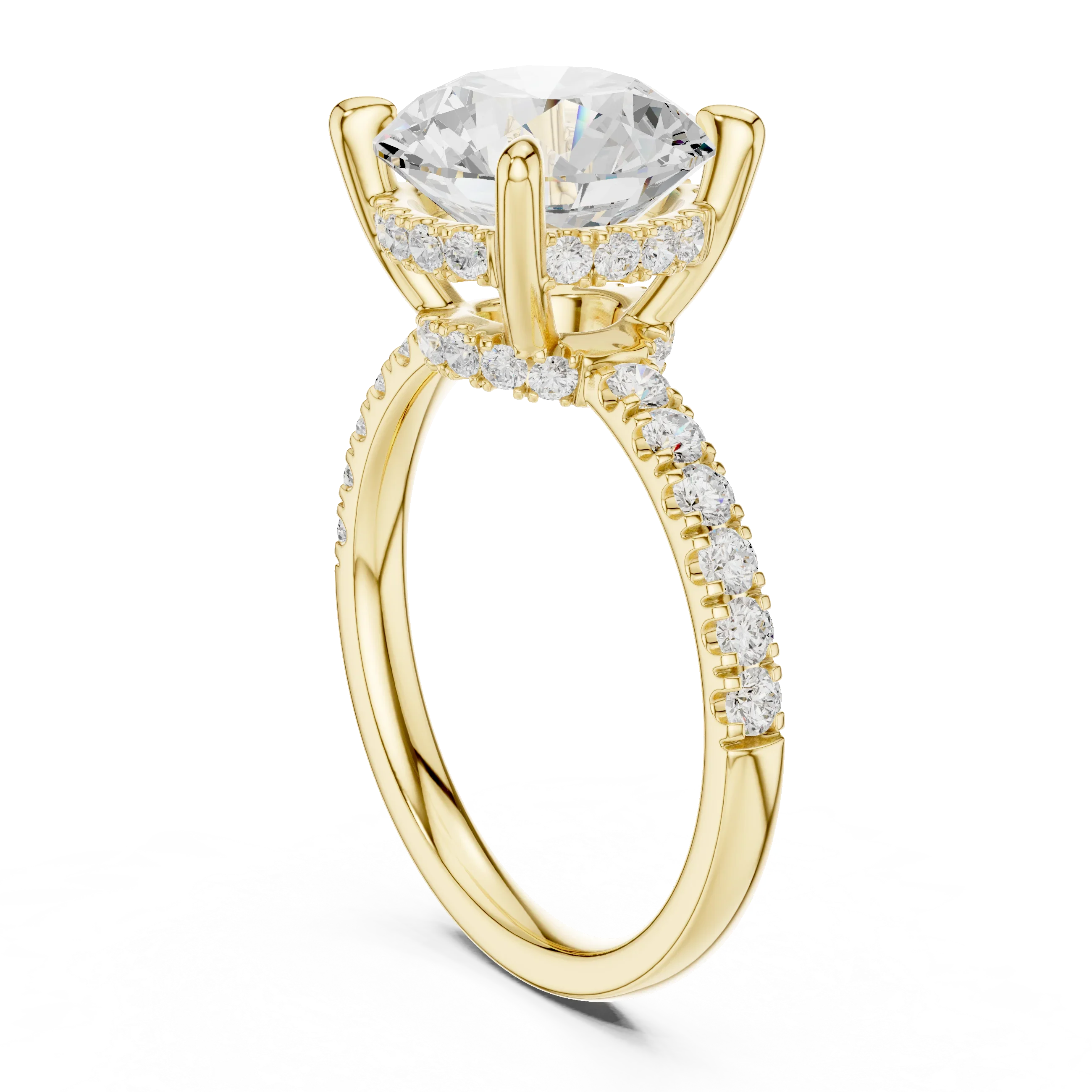 10K White Gold 4.58 CTW Round Moissanite Double Hidden Halo Cathedral Engagement Diamond Ring