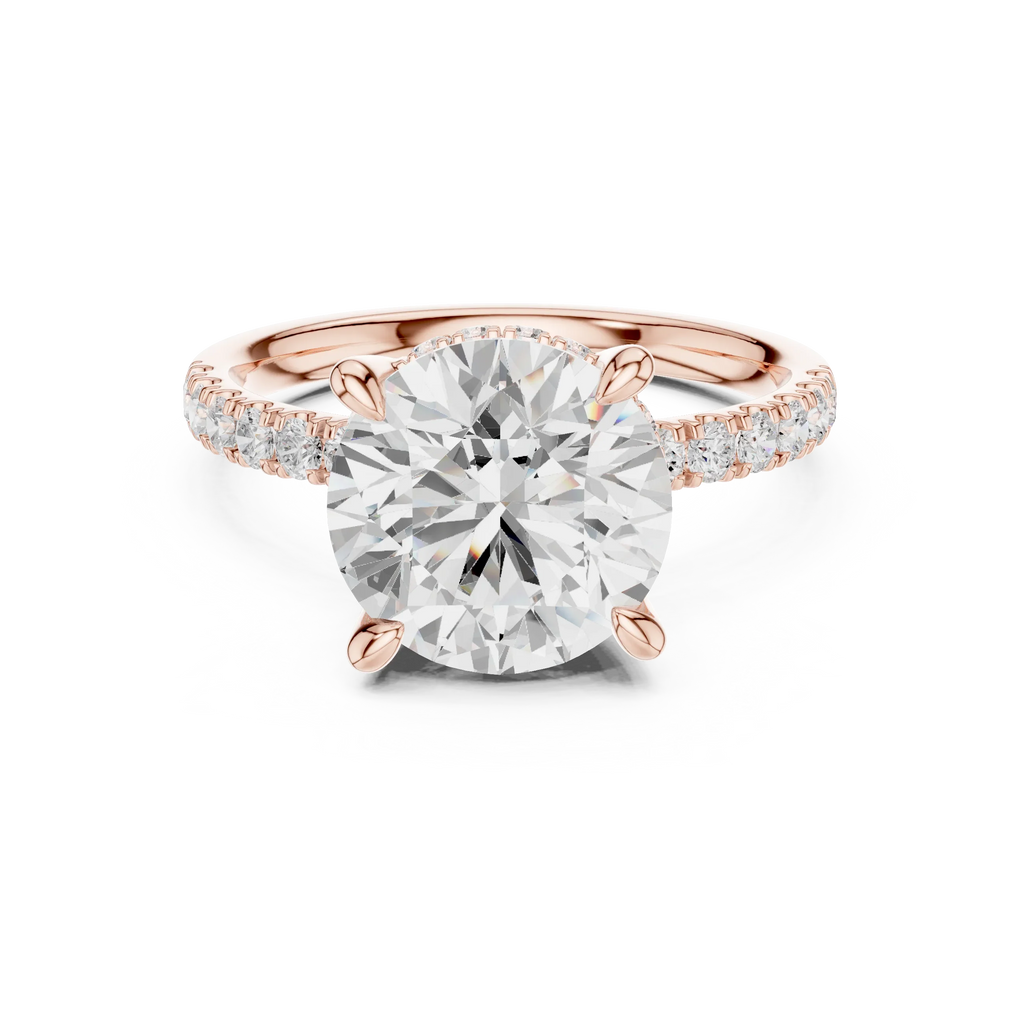 10K White Gold 4.58 CTW Round Moissanite Double Hidden Halo Cathedral Engagement Diamond Ring