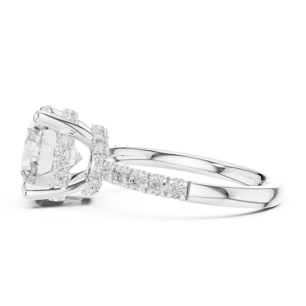10K White Gold 4.58 CTW Round Moissanite Double Hidden Halo Cathedral Engagement Diamond Ring
