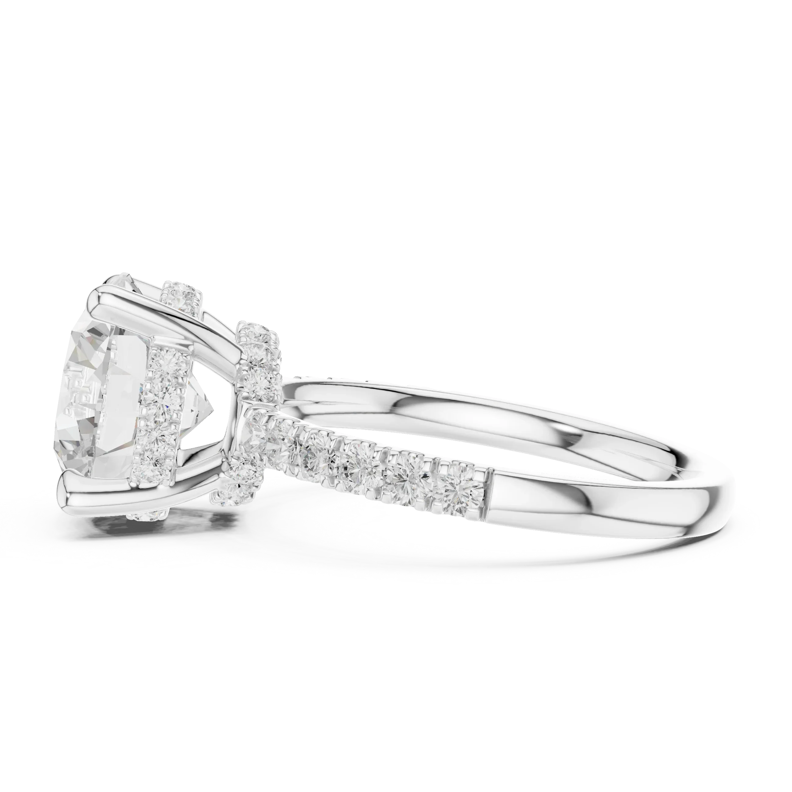 10K White Gold 4.58 CTW Round Moissanite Double Hidden Halo Cathedral Engagement Diamond Ring