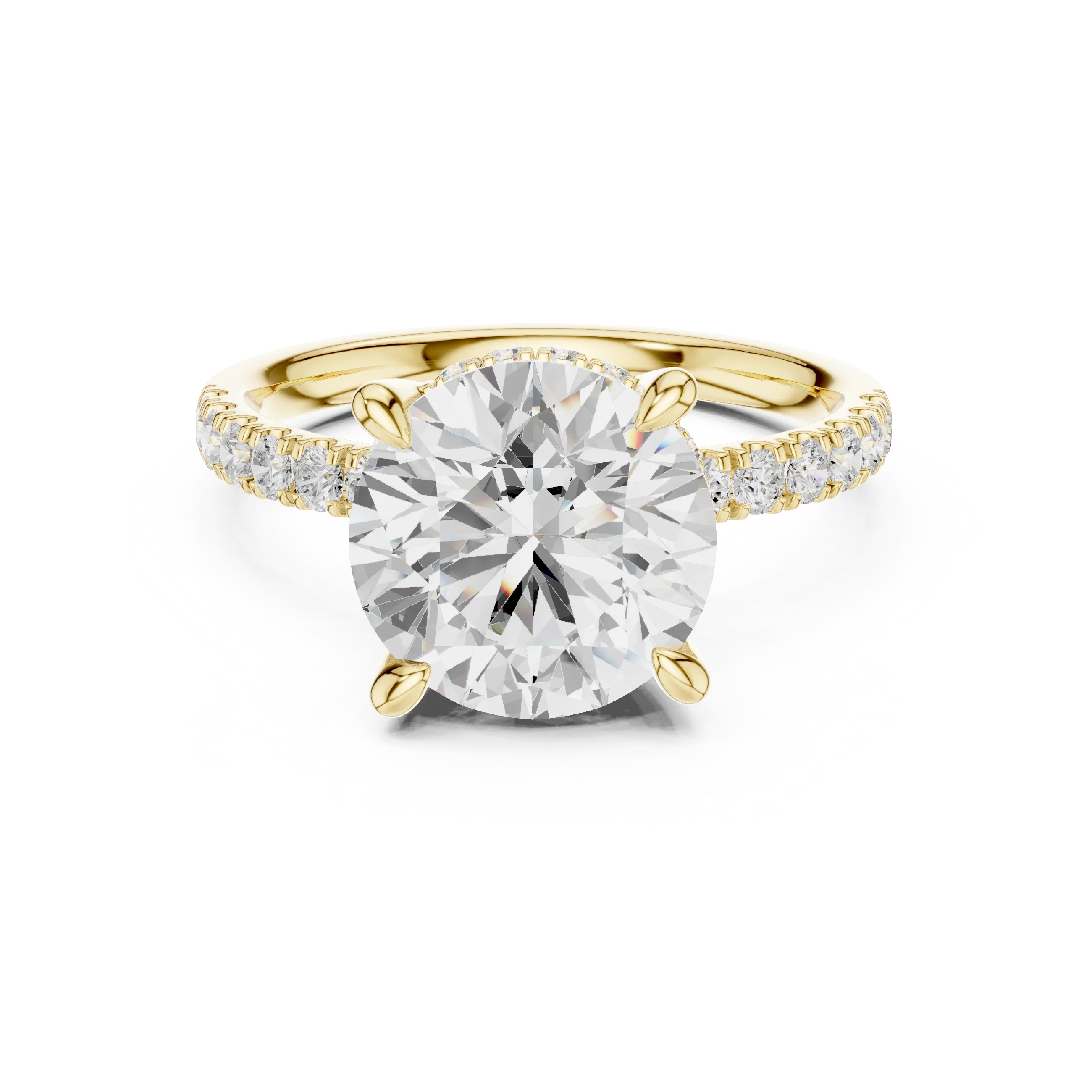 10K White Gold 4.58 CTW Round Moissanite Double Hidden Halo Cathedral Engagement Diamond Ring