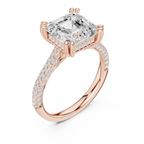 4.62 CTW Asscher Cut Lab Grown Diamond Multi-Row Pave Hidden Halo Wedding Ring
