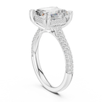 4.62 CTW Asscher Cut Lab Grown Diamond Multi-Row Pave Hidden Halo Wedding Ring