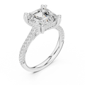 4.62 CTW Asscher Cut Lab Grown Diamond Multi-Row Pave Hidden Halo Wedding Ring