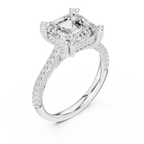 4.62 CTW Asscher Cut Lab Grown Diamond Multi-Row Pave Hidden Halo Wedding Ring
