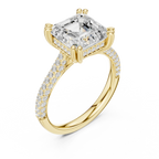4.62 CTW Asscher Cut Lab Grown Diamond Multi-Row Pave Hidden Halo Wedding Ring