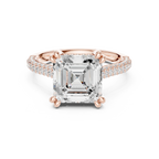 4.62 CTW Asscher Cut Lab Grown Diamond Multi-Row Pave Hidden Halo Wedding Ring