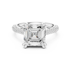 4.62 CTW Asscher Cut Lab Grown Diamond Multi-Row Pave Hidden Halo Wedding Ring
