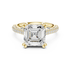 4.62 CTW Asscher Cut Lab Grown Diamond Multi-Row Pave Hidden Halo Wedding Ring