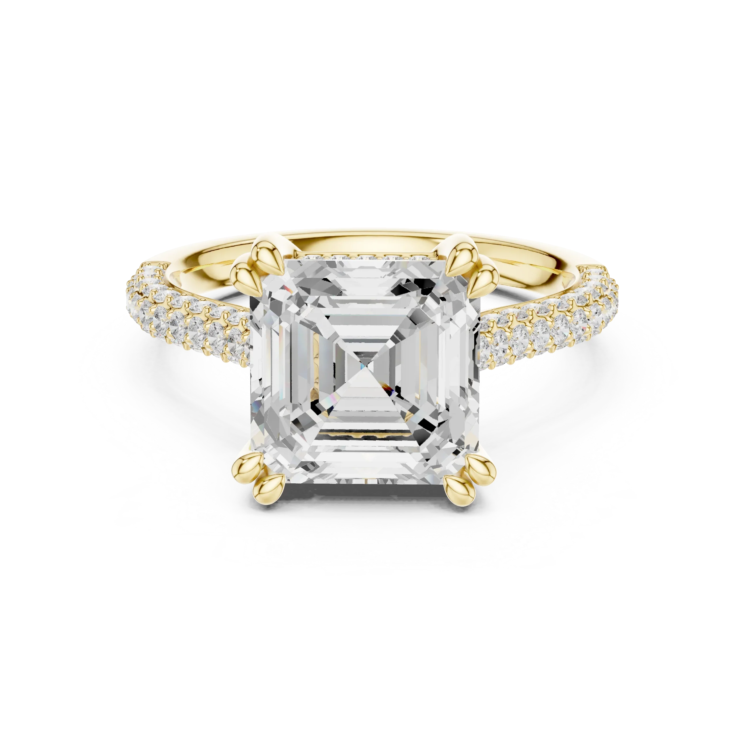 4.62 CTW Asscher Cut Lab Grown Diamond Multi-Row Pave Hidden Halo Wedding Ring