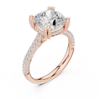 4.62 CTW Cushion Lab Grown Diamond Multi-Row Pave Hidden Halo Wedding Ring