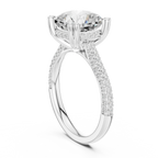 4.62 CTW Cushion Lab Grown Diamond Multi-Row Pave Hidden Halo Wedding Ring