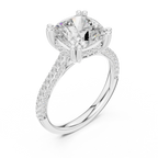 4.62 CTW Cushion Lab Grown Diamond Multi-Row Pave Hidden Halo Wedding Ring