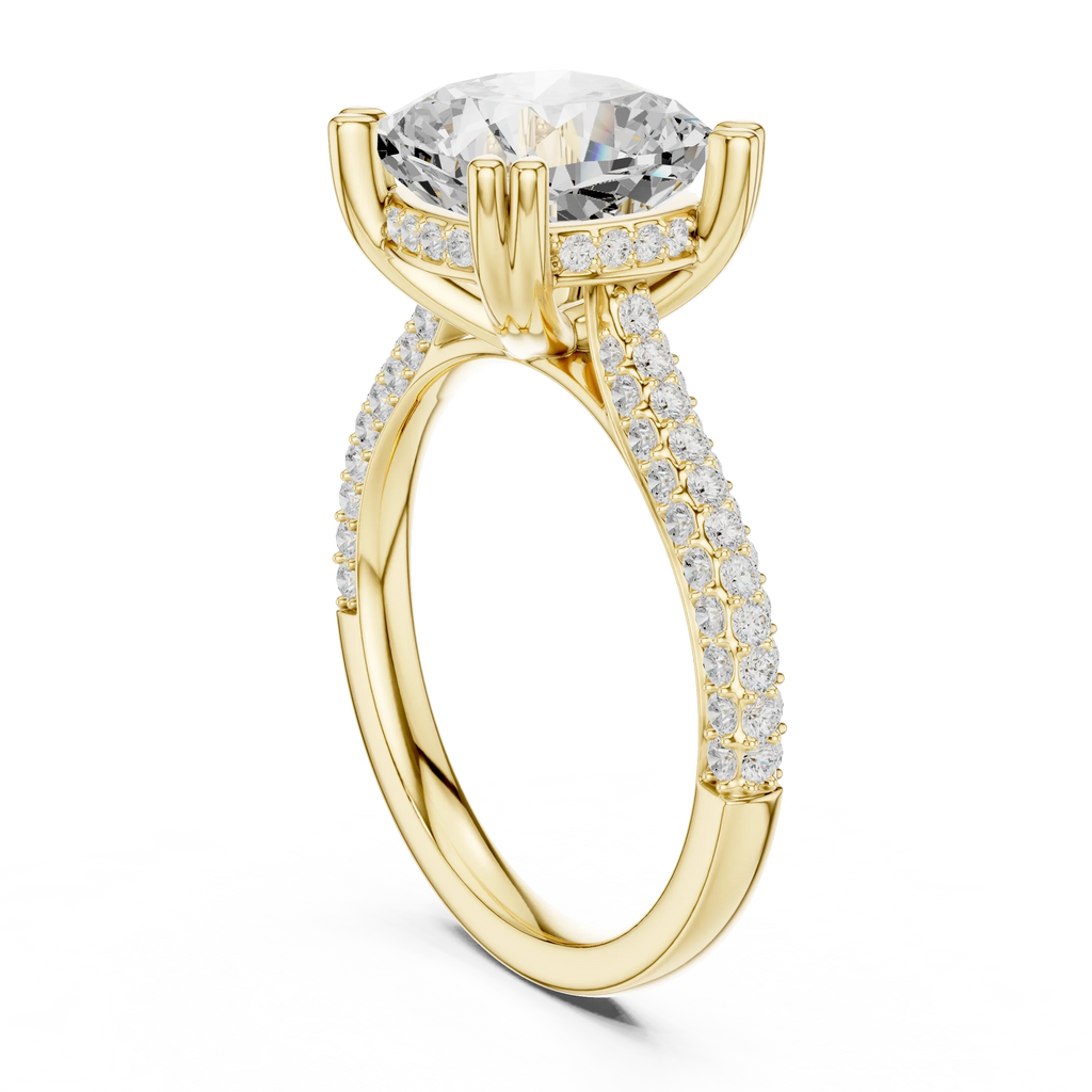 4.62 CTW Cushion Lab Grown Diamond Multi-Row Pave Hidden Halo Wedding Ring