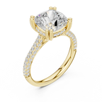 4.62 CTW Cushion Lab Grown Diamond Multi-Row Pave Hidden Halo Wedding Ring