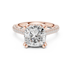 4.62 CTW Cushion Lab Grown Diamond Multi-Row Pave Hidden Halo Wedding Ring