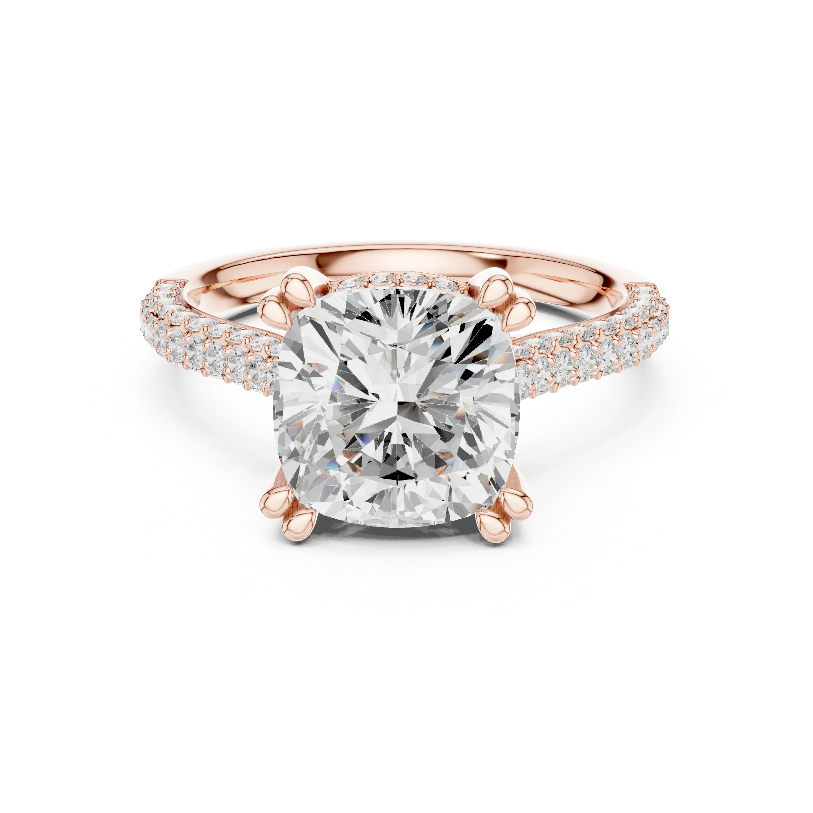 4.62 CTW Cushion Lab Grown Diamond Multi-Row Pave Hidden Halo Wedding Ring