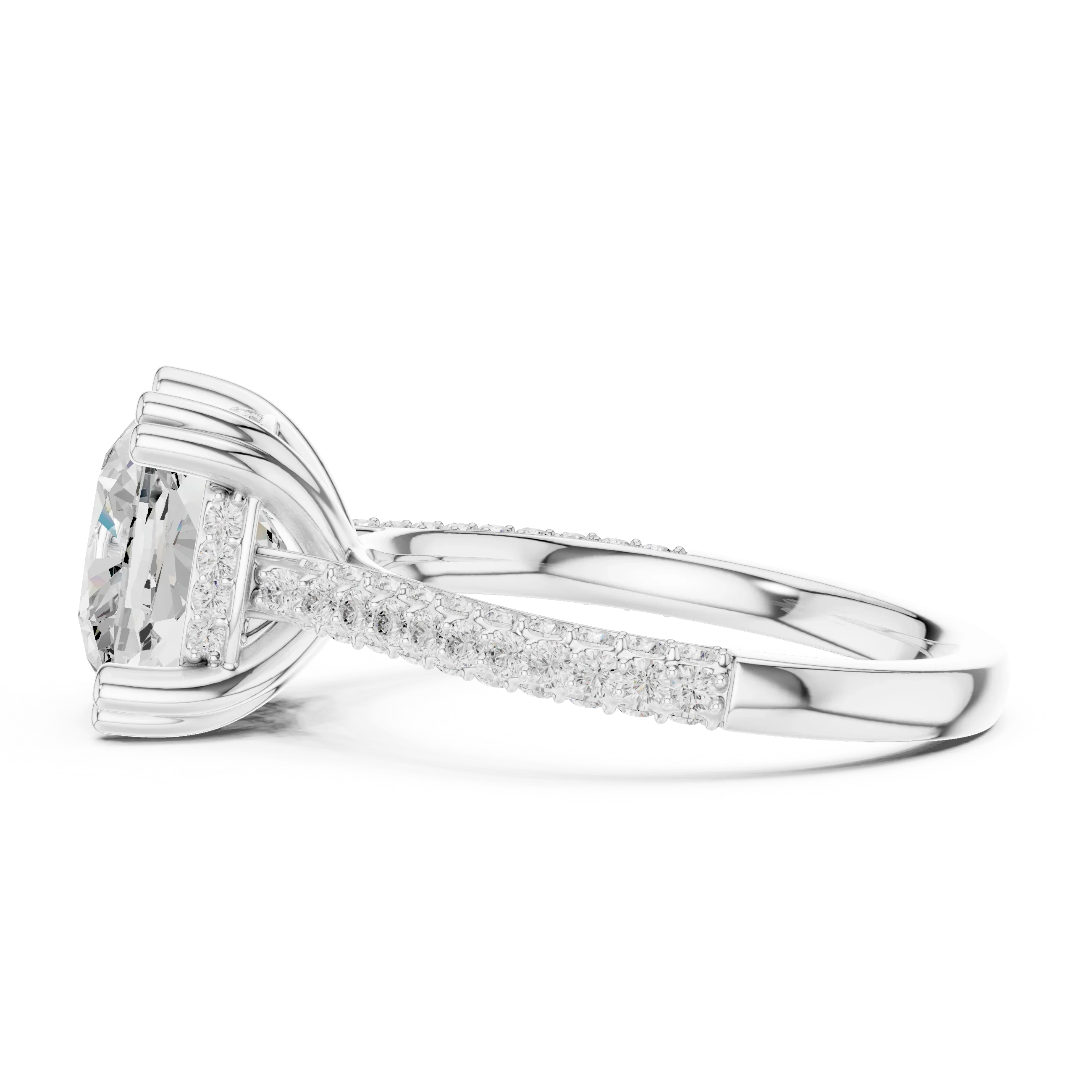 4.62 CTW Cushion Lab Grown Diamond Multi-Row Pave Hidden Halo Wedding Ring